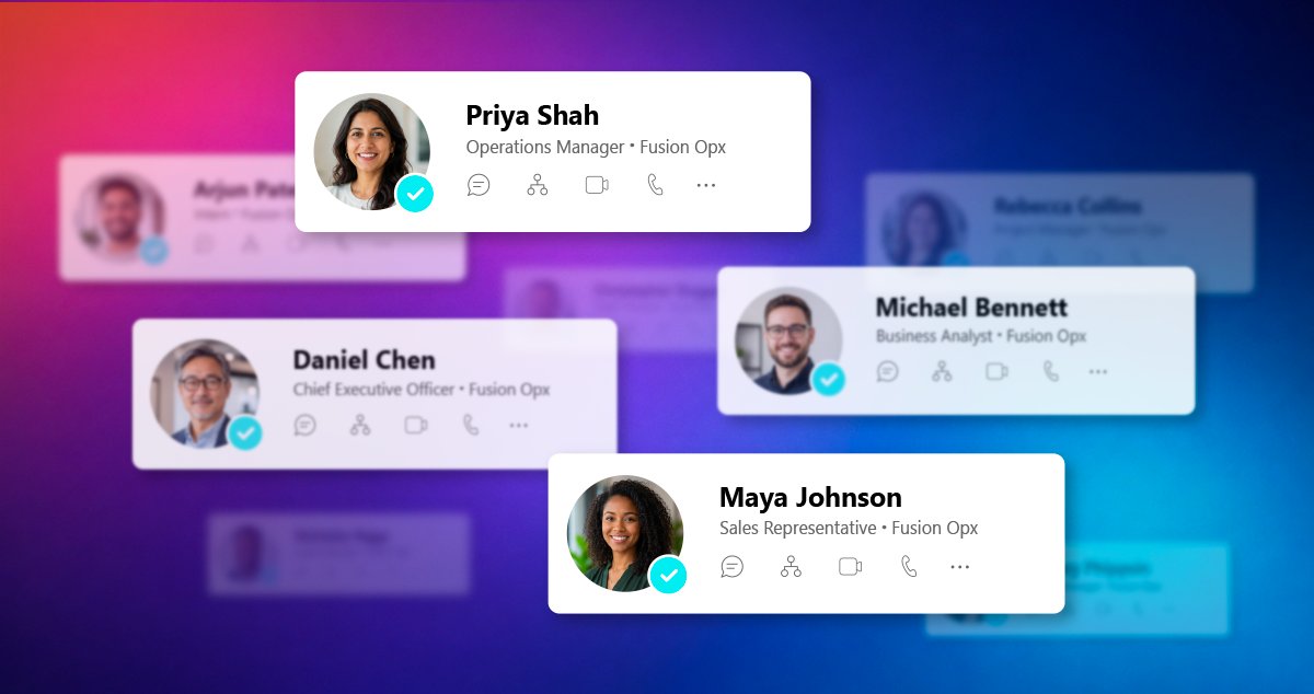 Business contact cards with verified profile photos